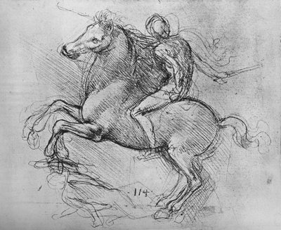 倒れた敵に踏みつけた騎士、c1480 1945 作： Leonardo da Vinci