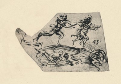 女を追う男、c1480 1945 作： Leonardo da Vinci