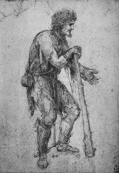 クラブと足を縛られた男、c1480 1945 作： Leonardo da Vinci