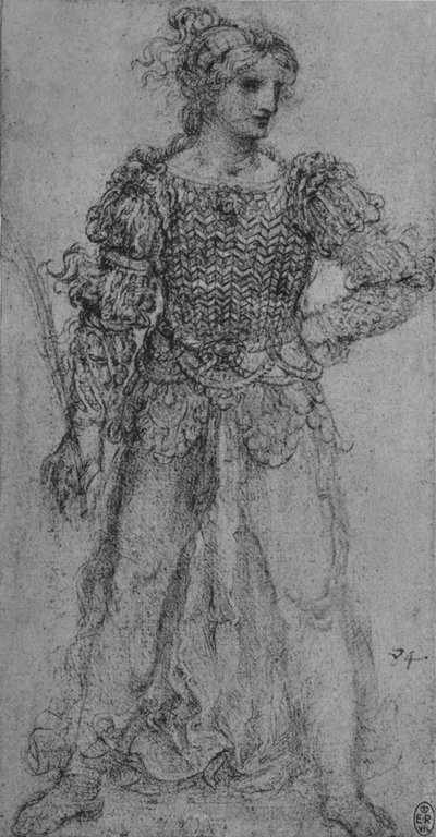 インターレースリボンの胴着を着た女性、c1480 1945 作： Leonardo da Vinci