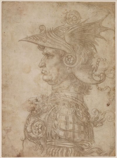 左に横向きの戦士の胸像、1475-1480。 作： Leonardo da Vinci