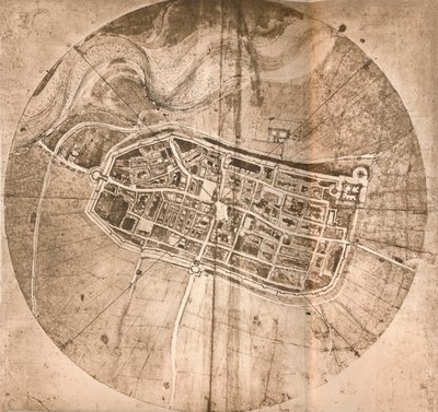 イタリア、イモラの町を表す地図c1472-c1519 1883 作： Leonardo da Vinci