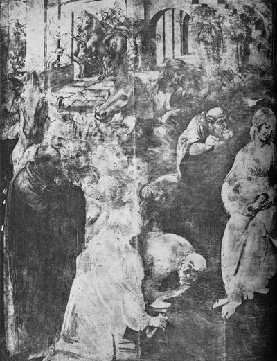 賢者の礼拝-左下部分、c1481 1945 作： Leonardo da Vinci