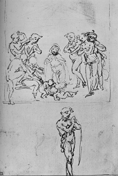 羊飼いの礼拝と別の羊飼いの研究、c1480 1945 作： Leonardo da Vinci
