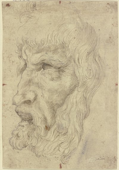 左側のアンティークの仮面 作： Leonardo da Vinci