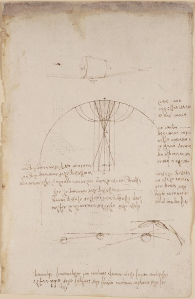 Arundel 263、f.85 反射のコースティクスに関する光学系の図。 パーカッションの力に関して、またアリストテレスの原則 