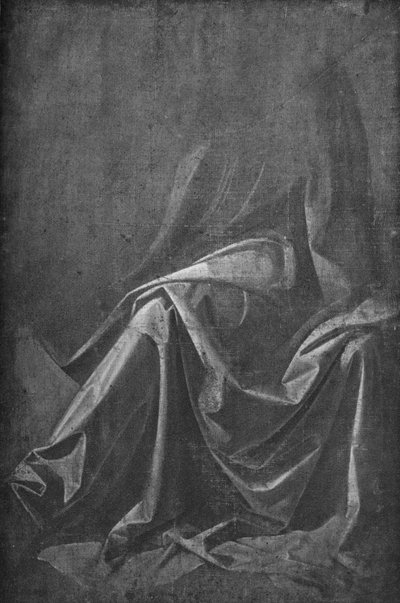 着席フィギュア用のカーテンのキャスト、c1475 1945 作： Leonardo da Vinci