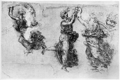 1954年後半または15世紀初頭に踊る女性。 作： Leonardo da Vinci