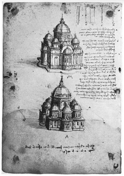 中央教会のデザイン、c1488-1490 1954。 作： Leonardo da Vinci