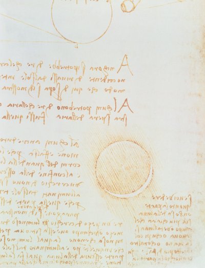 folの詳細。 2R、月の外側の光度を示すコーデックスレスターから 作： Leonardo da Vinci