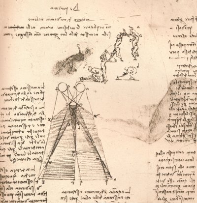 光と陰の理論と図のスケッチを示す図、c1472-c1519 1883 作： Leonardo da Vinci