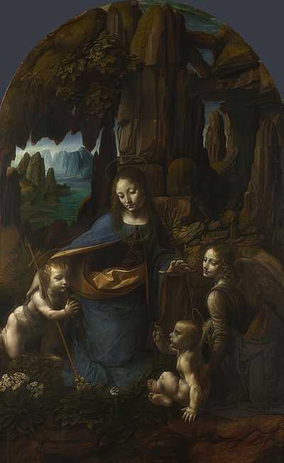岩のマドンナ（ミラノのサンフランチェスコ祭壇用）。 1491 - 92-99と1506-08の周り 作： Leonardo da Vinci