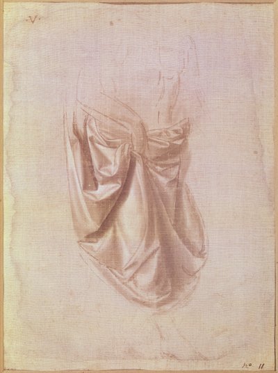 カーテンの研究（キャンバスにガッシュ） 作： Leonardo da Vinci