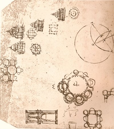 教会の建築の絵、c1472-c1519 1883 作： Leonardo da Vinci
