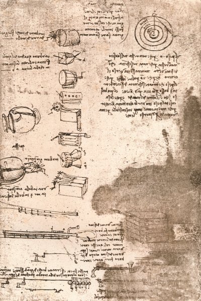 楽器やその他のオブジェクトの描画、c1472-c1519 1883 作： Leonardo da Vinci