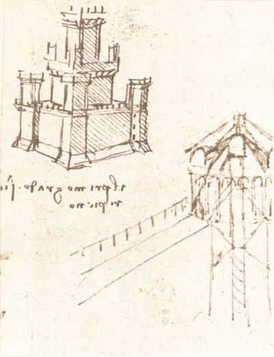城と別荘のプロジェクトの図面、c1472-c1519 1883 作： Leonardo da Vinci