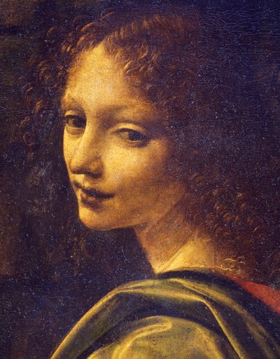 天使の顔、「岩の聖母」の細部 作： Leonardo da Vinci