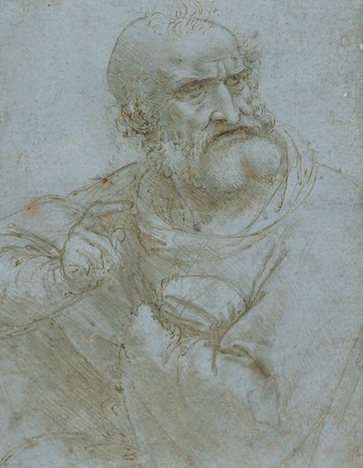 使徒の像」1495年頃（紙にペンとインク、メタルポイント 作： Leonardo da Vinci