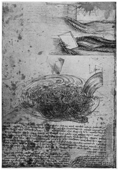 滝の渦の流れ、1509〜1511、1954年。 作： Leonardo da Vinci