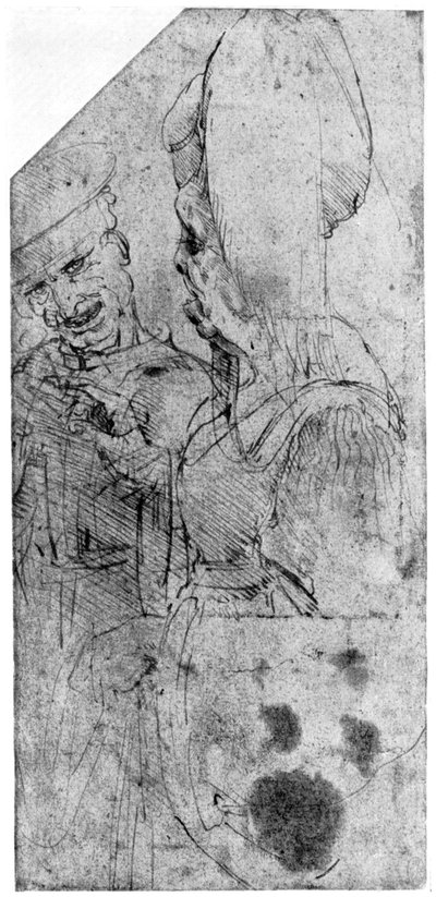 グロテスクなカップル、1954年後半または16世紀初頭。 作： Leonardo da Vinci