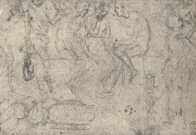 会話における人物のグループ、c1480 1945 作： Leonardo da Vinci