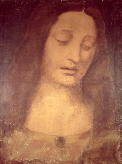 キリストの頭（鉛筆とウォッシュ） 作： Leonardo da Vinci