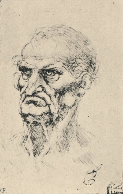 左の四分の三老人の頭、c1480 1945 作： Leonardo da Vinci