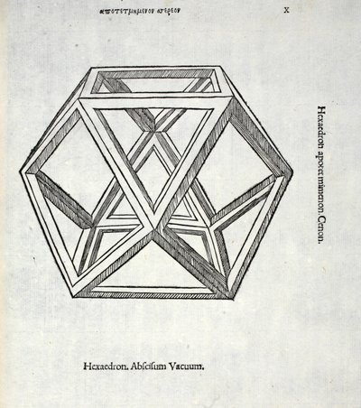 六面体カットは、元々はパブであったルカ・パチョーリ（c.1445-1517）による「神の比率」からは意味がありません。ヴェネツィア、1509 作： Leonardo da Vinci