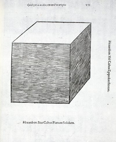 元はパブだった、Luca Pacioli（c.1445-1517）の「神の比率」からの六面体の立体平面。ヴェネツィア、1509 作： Leonardo da Vinci