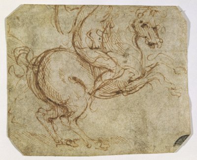 馬とキャバリア（ペンとインク、紙） 作： Leonardo da Vinci