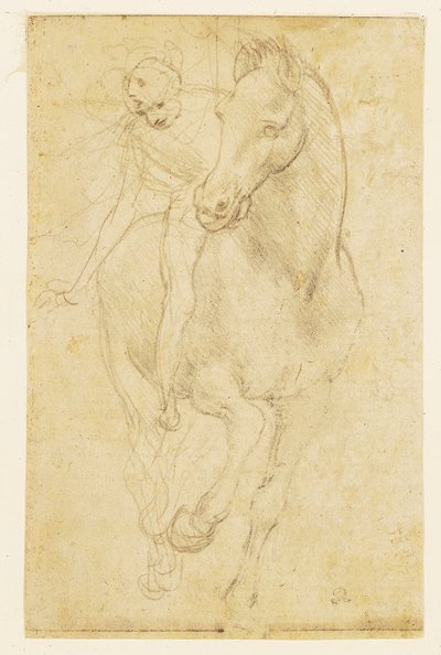 馬と騎手 1480年頃（銀点・下敷き紙） 作： Leonardo da Vinci