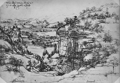 風景、c1480 1945 作： Leonardo da Vinci