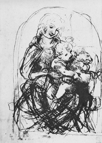 マドンナと猫の子、1478〜1481 1945 作： Leonardo da Vinci