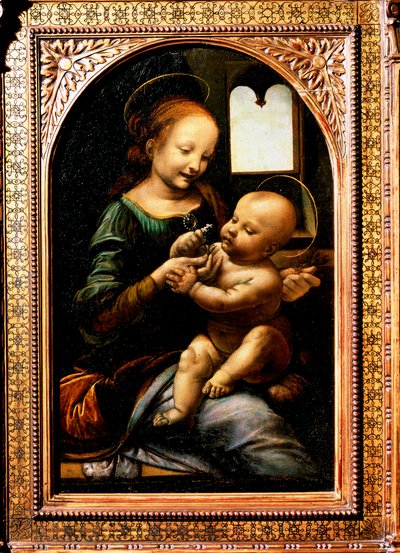 花とマドンナ、マドンナベノワ、1478年。 作： Leonardo da Vinci