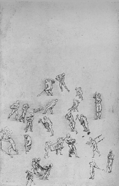 男掘り、地球を運ぶなど、c1480 1945 作： Leonardo da Vinci