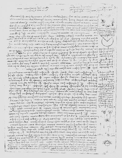 コーデックスレスターのページ、1508-12 作： Leonardo da Vinci