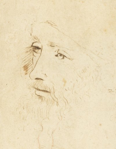 レオナルド・ダ・ヴィンチの肖像、1518年頃。 作： Leonardo da Vinci,