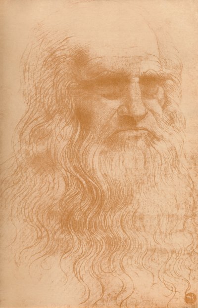 赤いチョークの男の肖像、c1512、1932 作： Leonardo da Vinci