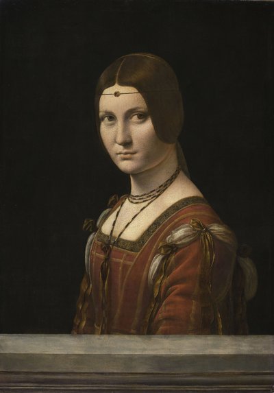 ラベルフェロニエールと呼ばれる不明な女性の肖像画、1490年〜1496年。 作： Leonardo da Vinci