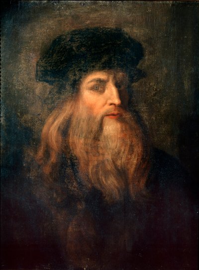 推定される自画像（デ・ヴィンチのルーカン肖像） - パネルにテンペラ 作： Leonardo da Vinci