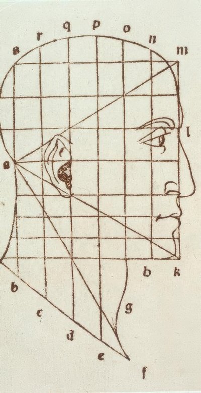 人間の頭の比例研究 作： Leonardo da Vinci