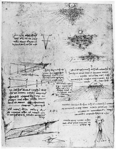 1954年後半または16世紀初頭の水面での太陽の反射 作： Leonardo da Vinci