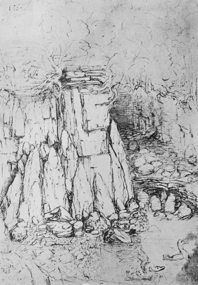 Rocks and Stream、c1480 1945 作： Leonardo da Vinci