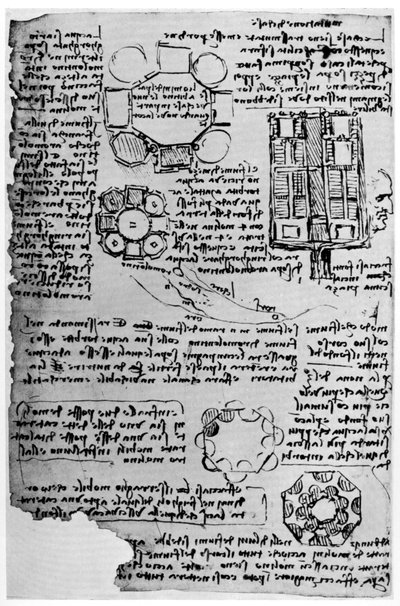 ロモランティン城のスケッチ、1517〜1518年、1954年。 作： Leonardo da Vinci