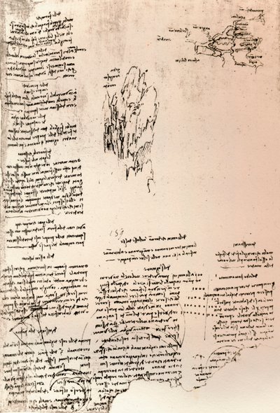 アルメニアのピークのスケッチ、およびアルメニアのスケッチマップ、c1472-c1519 1883 作： Leonardo da Vinci