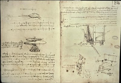プロペラと飛行機械の研究 作： Leonardo da Vinci