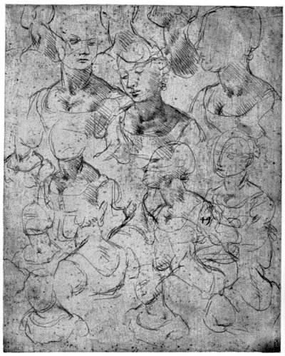 15世紀の女性の半身像の研究、1954年 作： Leonardo da Vinci