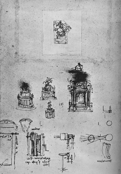 馬術記念碑の研究と機械製造の研究、c1480 1945 作： Leonardo da Vinci