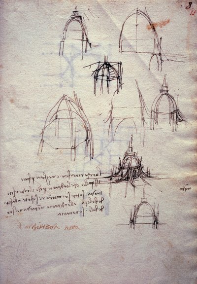 大聖堂の灯籠の習作、コーデックス・トリヴルツィアヌスより 作： Leonardo da Vinci