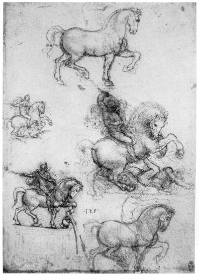 トリヴルツィオ記念碑の研究、c1508 1954。 作： Leonardo da Vinci